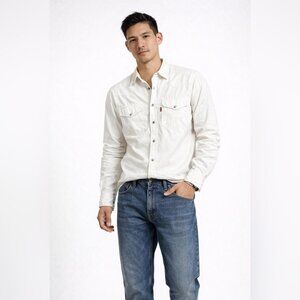 Vintage Levi’s White Western Button Up Shirt Mens Size S Classic Denim Style